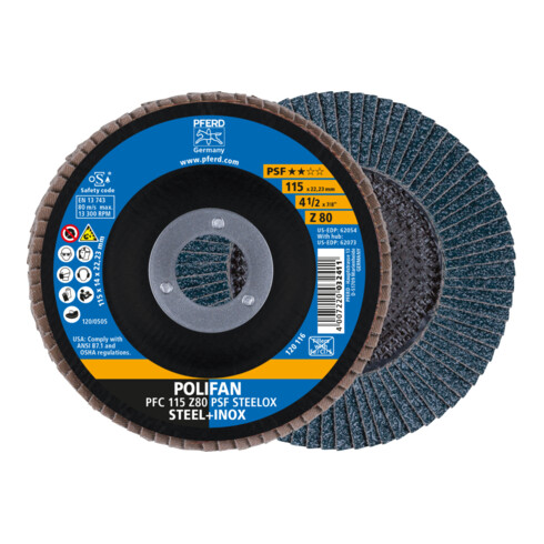 PFERD Disco lamellare POLIFAN PFC PSF STEELOX Z, zircone corindone