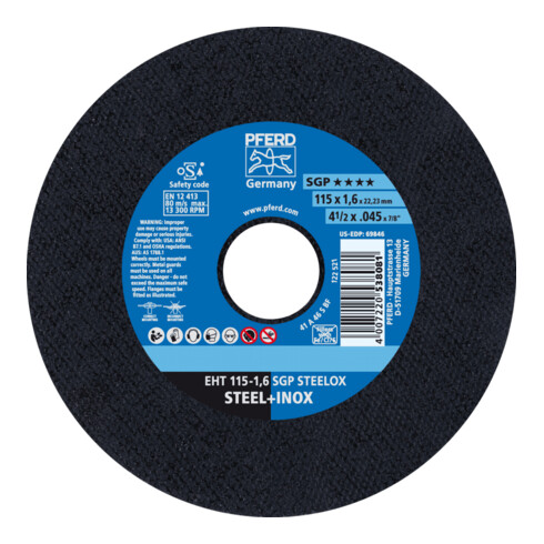 PFERD TOOLS Snijschijf EHT 115-0,8 SGP STEELOX 22,23 mm