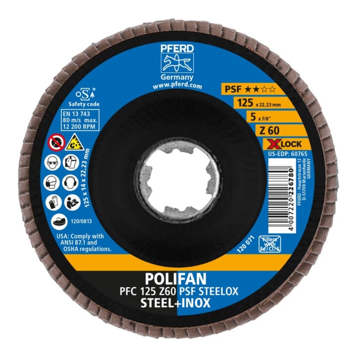 Pferd Fächerschleifscheibe X-LOCK STEELOX K60PSF 125mm