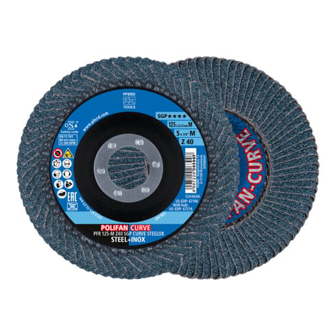 PFERD TOOLS POLIFAN-Fächerscheiben PFR 125-M Z 40 SGP CURVE STEELOX