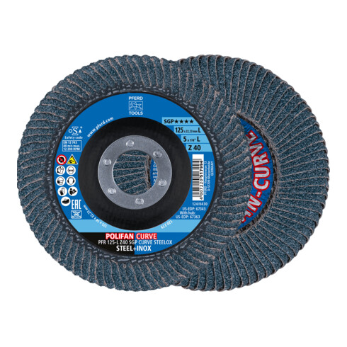 PFERD POLIFAN-lamellenschijf PFR 125-L Z40 SGP CURVE STEELOX