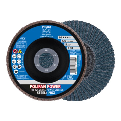 PFERD TOOLS POLIFAN-Fächerscheibe PFF SG POWER STEELOX, flache Ausführung