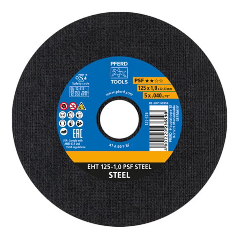 PFERD TOOLS Trennscheibe EHT 115-1,0 PSF STEEL Stahl 22.23 mm gerade