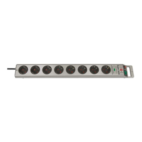 Prolongateur multiprise Super-Solid avec parasurtenseur 13.500A 8 prises argent 2,5m H05VV-F 3G1,5