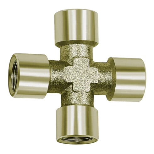 Riegler Pièce en croix, 4 x femelle, G 1/8, SW 10, laiton nickelé