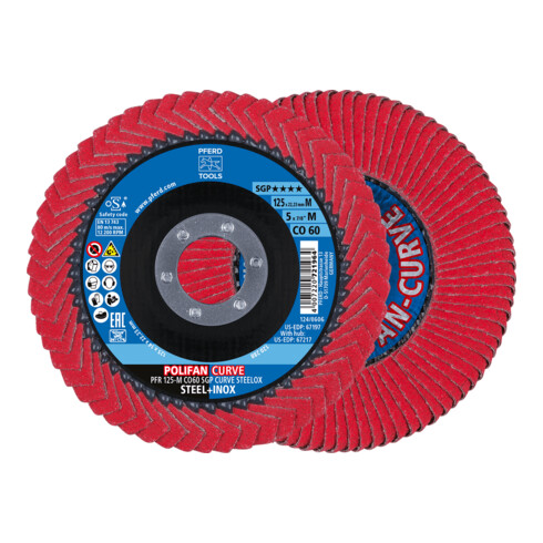 Rondelles dentelées PFERD POLIFAN PFR 125-M CO60 SGP CURVE STEELOX