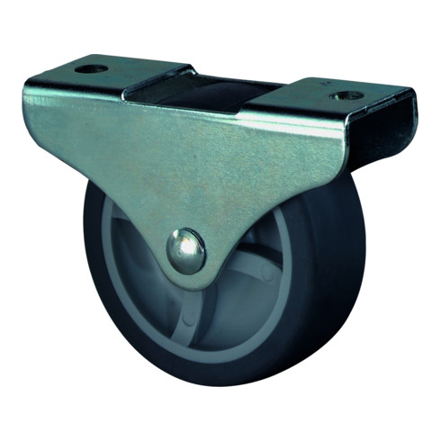 BS Roulette pivotante en caoutchouc avec plaque de fixation