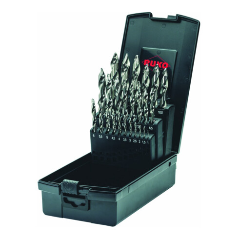 Ruko ULTIMATECUT Spiralbohrer-Satz DIN 338 Typ FLOWSTEP Spitze, HSS-G in ABS-Kunststoffkassette - 25 tlg.