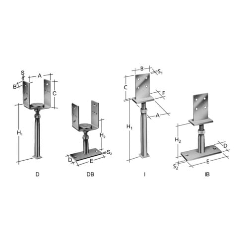 SIMPSON Strong-Tie Stützenfuß PVDB120G höhenverstellbar