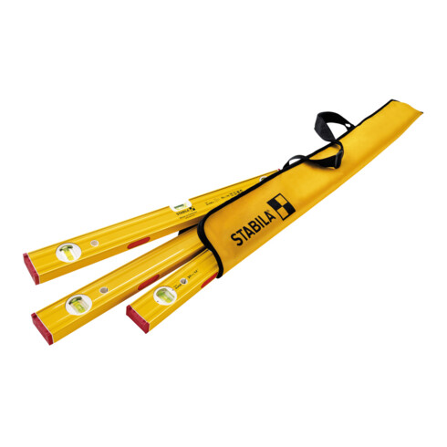 STABILA PRO SET 80 ASM, 4-delige magnetische waterpasset: 120 cm / 60 cm / 30 cm / tas, versterkt aluminium profiel, extra sterk zeldzame aardmagnetensysteem, geïntegreerde antislip, Made in Germany