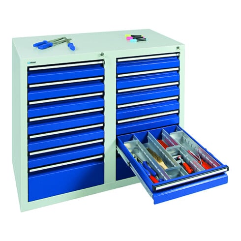 Stumpf Schubladenschrank Serie T-100/35-1, RAL 7035/7016, 12 Schubladen