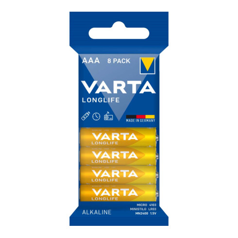 Varta Batterie Longlife AAA Micro, R3, Al-Mn 4103 Fol.8