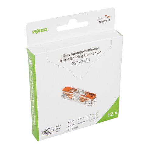WAGO Durchgangsverbinder 221-2411/995-012 Hebel max 4mm² transparent