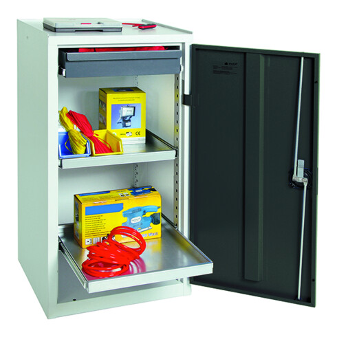 Werkzeug-/Beistellschrank H1000xB500xT500mm 1Schubl.2BD lichtgrau STUMPF