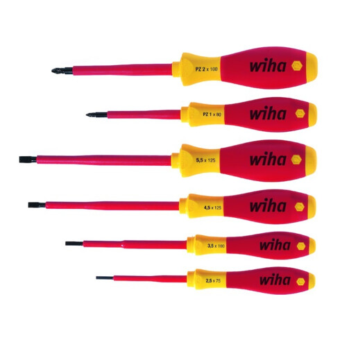 Wiha schroevendraaierset SoftFinish® elektrisch sleuf, Pozidriv 6 dlg.