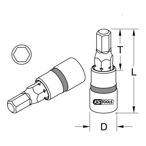 1/2" Douille-tournevis 6 pans intérieur pour étrier de frein, 11 mm