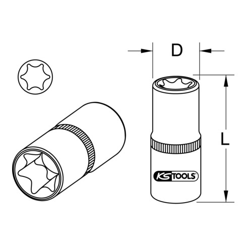 1/2" Douille TX E extra courte pour Mercedes