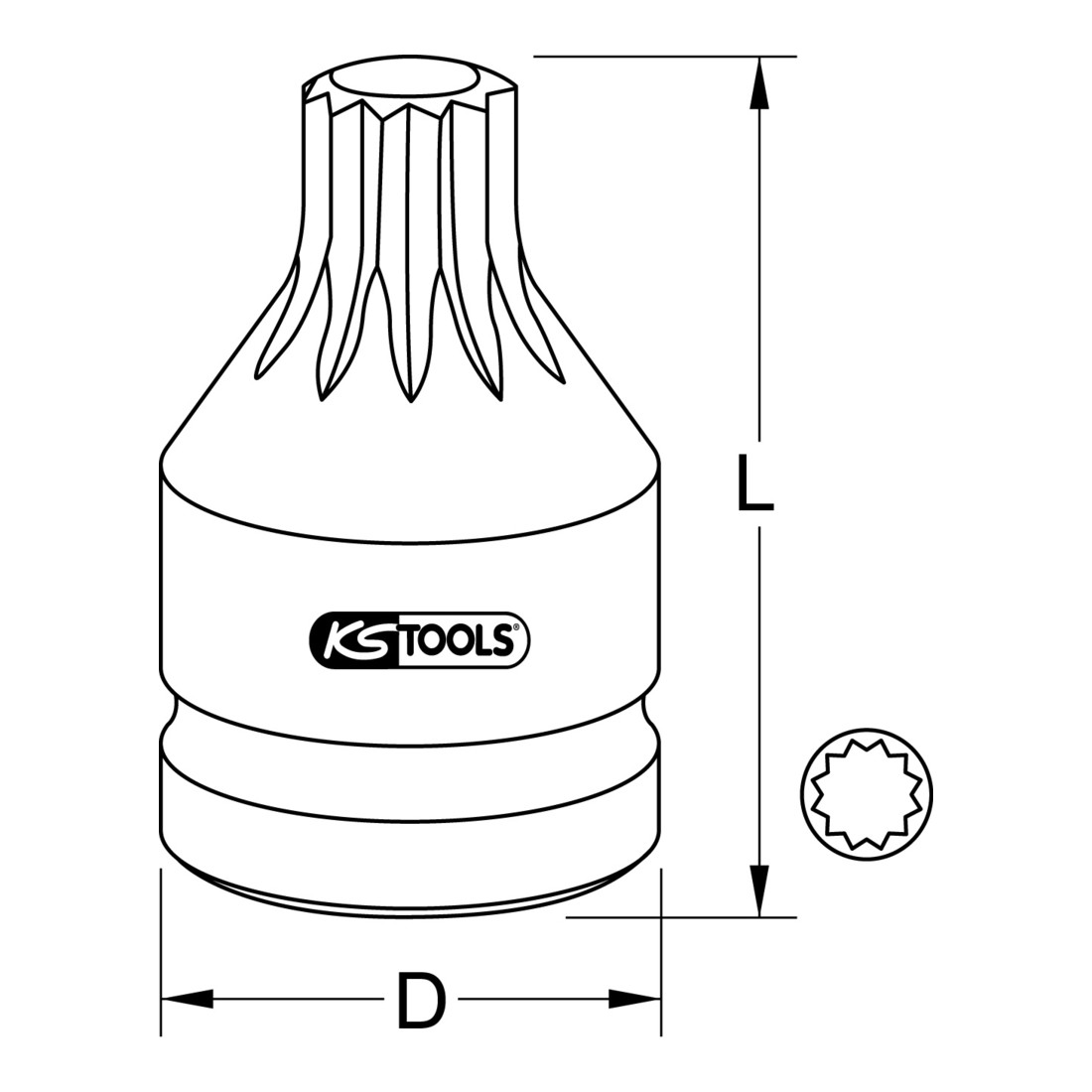 KS Tools Douille à fraise 1/2"' XZN