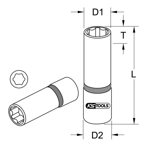 Prise KS Tools 1/2"', longue