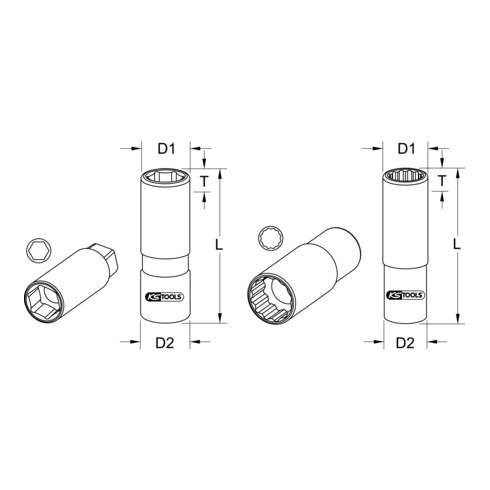 Prise KS Tools 1/2"' pour bougies d'allumage