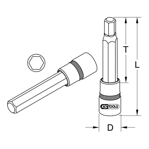 KS Tools embout 1/2"' embout à six pans creux, long (mm)