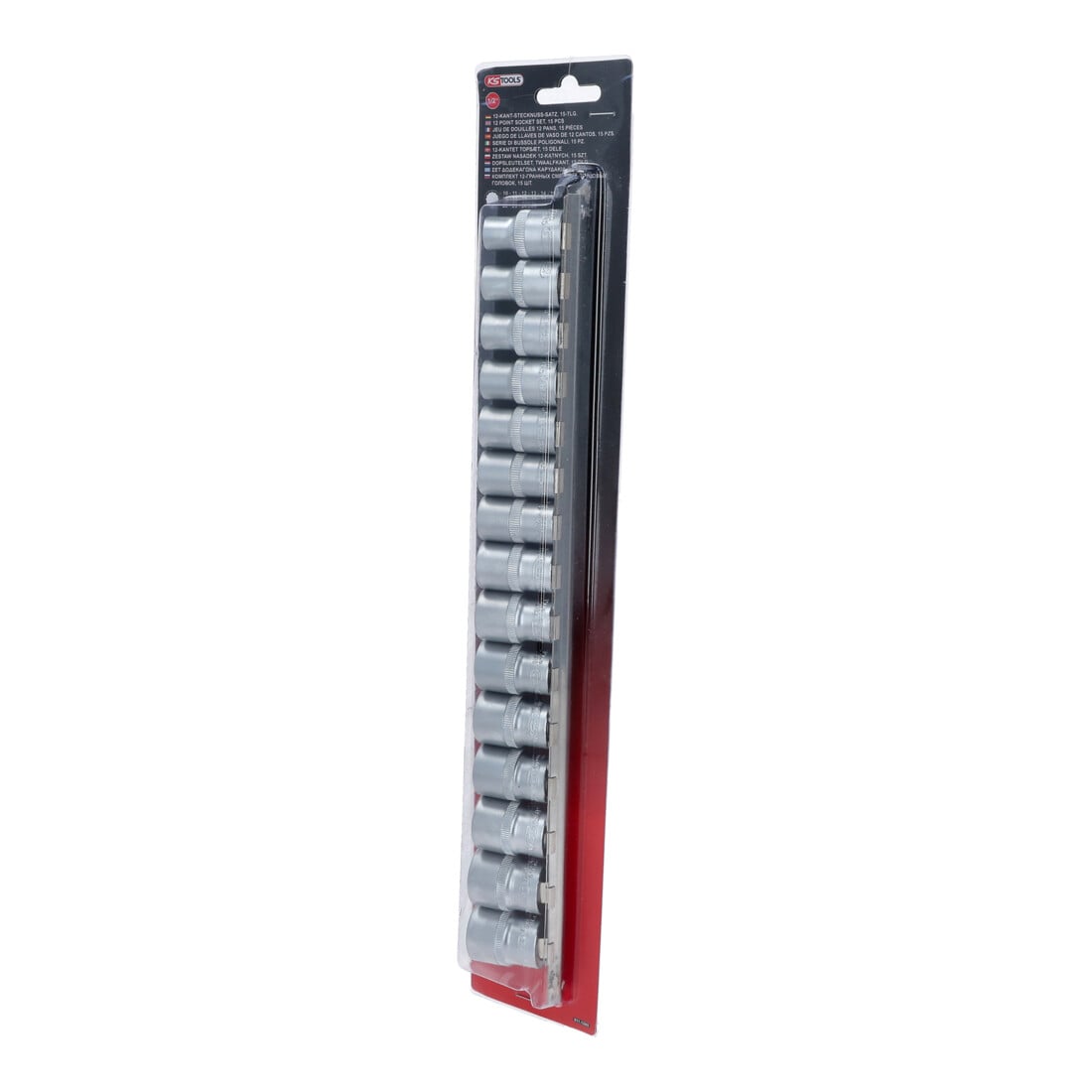 1/2" Jeu de douilles 12 pans, 15 pcs., 10-24mm