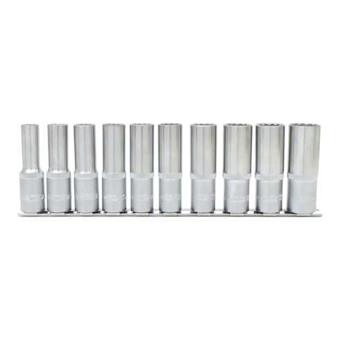 1/2" Jeu de douilles 12 pans, longues, 10 pcs.