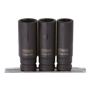 1/2" Jeu de douilles à chocs 6 pans, longues, 3 pcs.