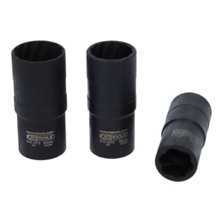 1/2" Jeu de douilles double à chocs, 3pcs.,17-21mm