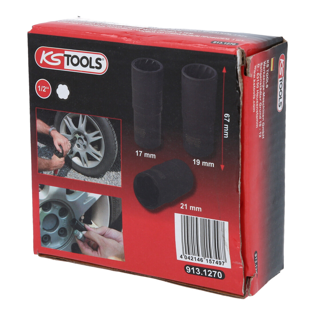 1/2" Jeu de douilles double à chocs, 3pcs.,17-21mm