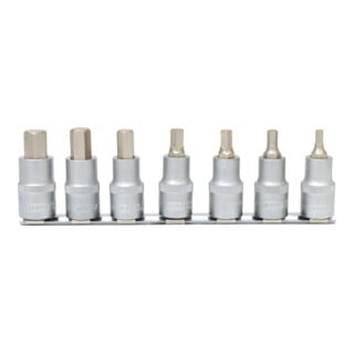 1/2" Jeu de douilles tournevis 6 pans intérieur, courtes, 7 pcs.