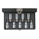 1/2" Jeu de douilles tournevis 6 pans intérieur, courtes, 9 pcs.