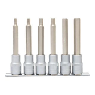 1/2" Jeu de douilles tournevis 6 pans intérieur, longues, 6 pcs.