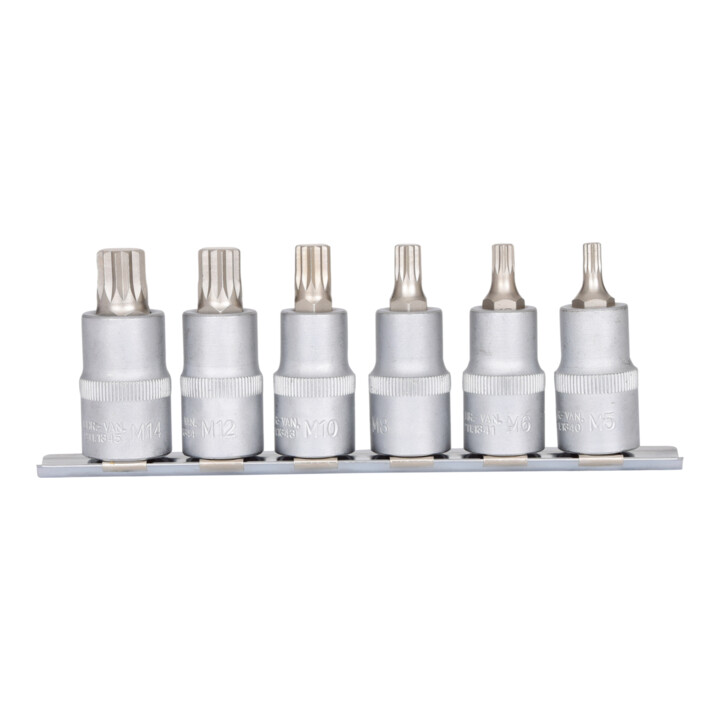 1/2" Jeu de douilles tournevis, XZN, 6 pcs., M5-M14