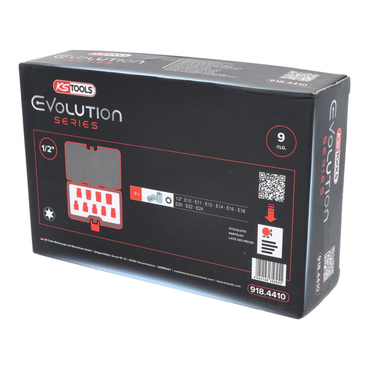 1/2" Jeu de douilles TX E CHROMEplus, 9 pcs.