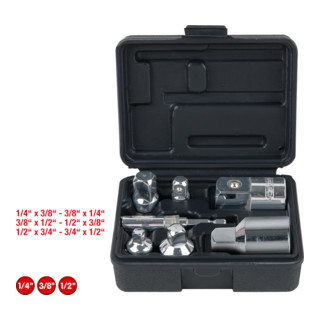 1/4"+3/8"+1/2"+3/4" Jeu d'augmentateurs réducteurs CHROMEplus, 7 pcs.