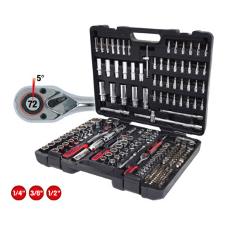 1/4" + 3/8" + 1/2" CHROMEplus Coffret de douilles, 195 pièces