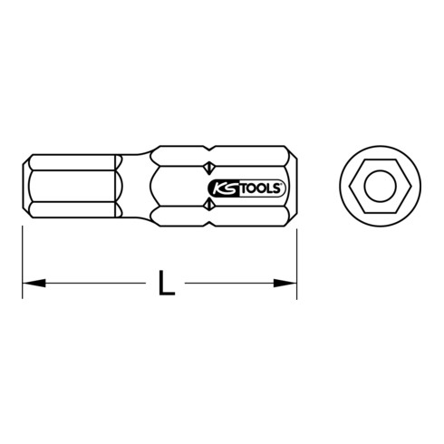 1/4" Bit Innensechskant,Bohrung,25mm,1/4", pack de 5