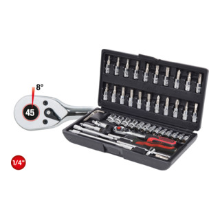 1/4" CHROME+ Coffret de douilles, 48 pcs