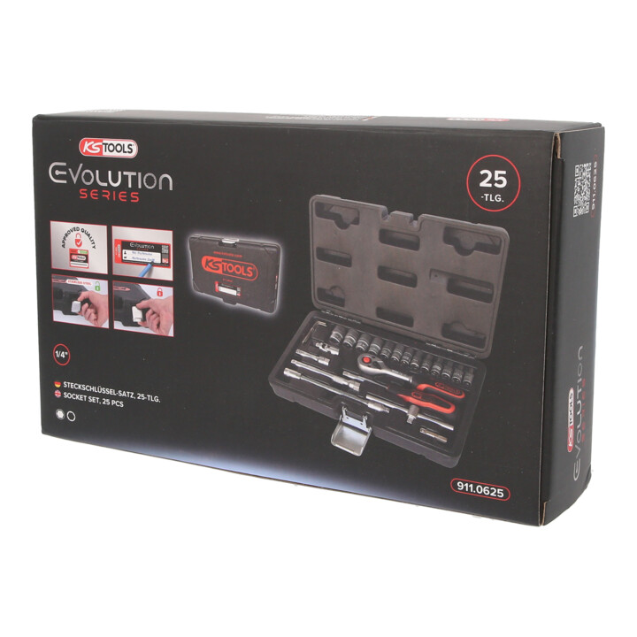 1/4" Coffret de douilles, 25 pcs.