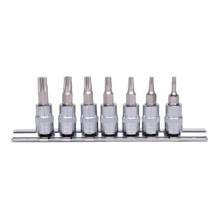 1/4" Coffret douilles mini-cliquet CHROMEplus TX, 7 pcs., T10-T40