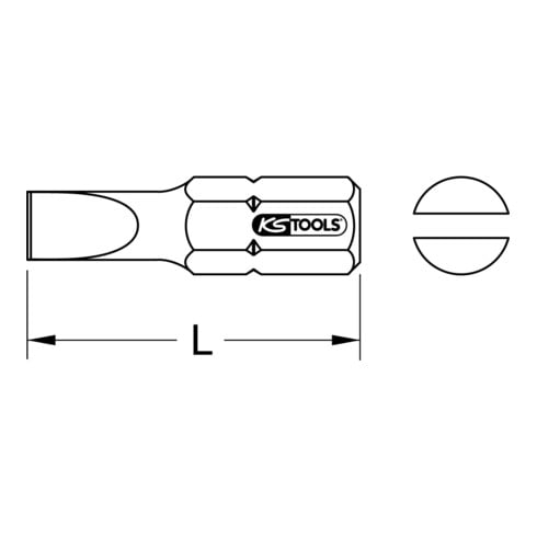 1/4" Embout de vissage Fente, 25mm, 7mm, pack de 5