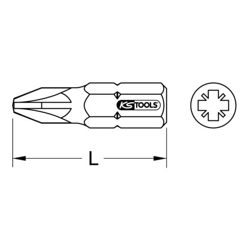 1/4" Embout de vissage POZIDRIV, 25mm, PZ1, pack de 5