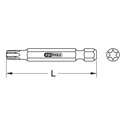 1/4" Embout de vissage Torx, 50mm, T2, pack de 5