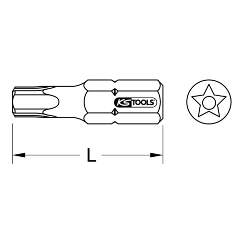 1/4" Embouts 5 pans percé, TS10, pack de 5