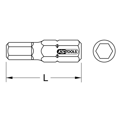 1/4" Embouts de vissage 6 pans, 25mm, 1/4", pack de 5