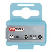 1/4" Embouts EDELSTAHL, pack de 5, TX percés, 25mm, TB20