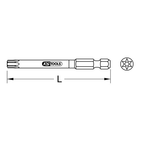 KS Tools 1/4"' TORSIONpower Embout TX, 75mm, avec trou de perçage