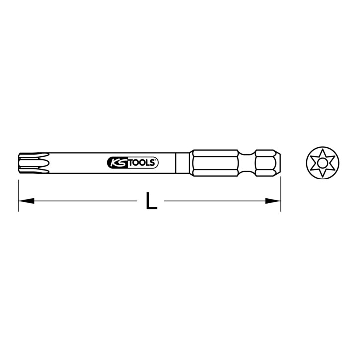 1/4" Embouts TX percé TORSIONpower, 75 mm, TB10