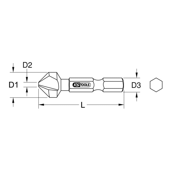 1/4" Forets aléseurs HSS 90° sur porte-embouts, 6,3 mm